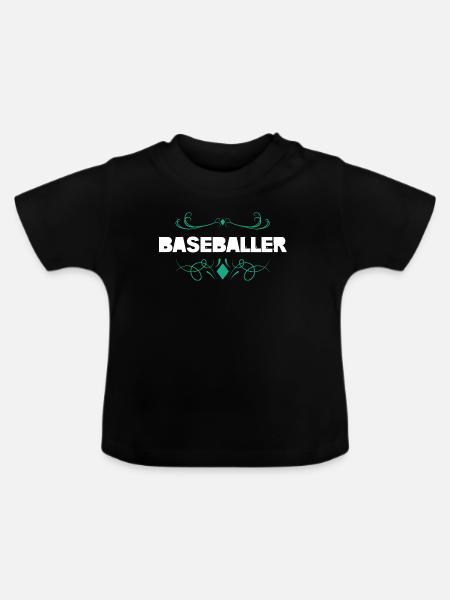 Baseballer Ornament Stil - Baby Bio-T-Shirt mit Rundhals - Schwarz