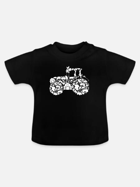 Traktor Silhouette - Baby Bio-T-Shirt mit Rundhals - Schwarz