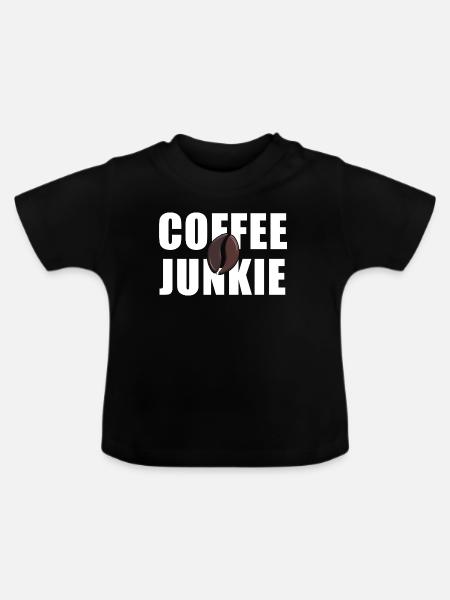 Coffee Junkie: Koffein-Liebe - Baby Bio-T-Shirt mit Rundhals - Schwarz