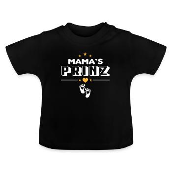 Mamas Prinz Liebling Baby Säugling - Baby Bio-T-Shirt mit Rundhals - Schwarz - Vorne