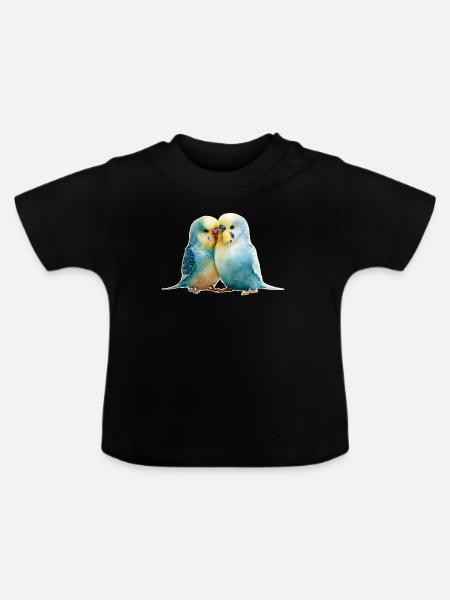 Wellensittiche - Baby Bio-T-Shirt mit Rundhals - Schwarz
