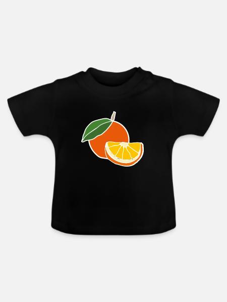 Fresh Orange – Fruchtige Pop-Illustration - Baby Bio-T-Shirt mit Rundhals - Schwarz