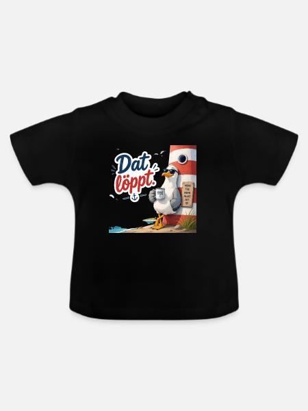 Dat löppt - Baby Bio-T-Shirt mit Rundhals - Schwarz