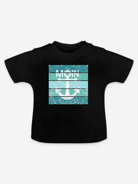 Moin Anker Retro - Baby Bio-T-Shirt mit Rundhals - Schwarz