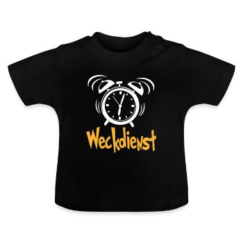 Baby Weckdient Wecker Babysprüche Schreien Lustig - Baby Bio-T-Shirt mit Rundhals - Schwarz - Vorne