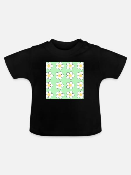 Pastell-Gänseblümchengitter - Baby Bio-T-Shirt mit Rundhals - Schwarz