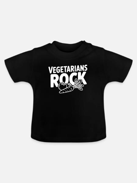 Vegetarians Rock - Baby Bio-T-Shirt mit Rundhals - Schwarz