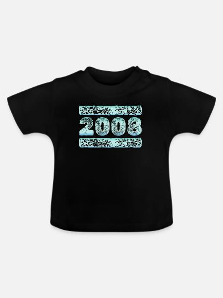 Jahr 2008 - Baby Bio-T-Shirt mit Rundhals - Schwarz