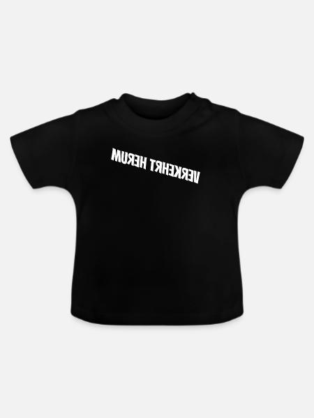 Verkehrt herum - Baby Bio-T-Shirt mit Rundhals - Schwarz