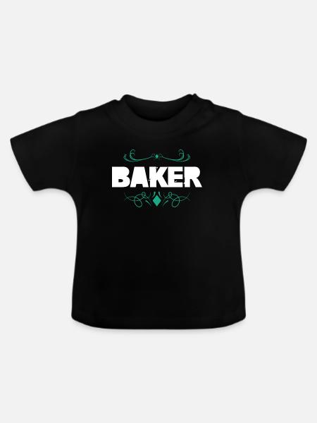 Bäcker Logo mit Jugendstil-Ornament - Baby Bio-T-Shirt mit Rundhals - Schwarz
