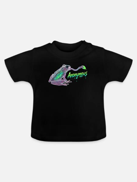 Neon Cyber Frosch Graffiti - Baby Bio-T-Shirt mit Rundhals - Schwarz