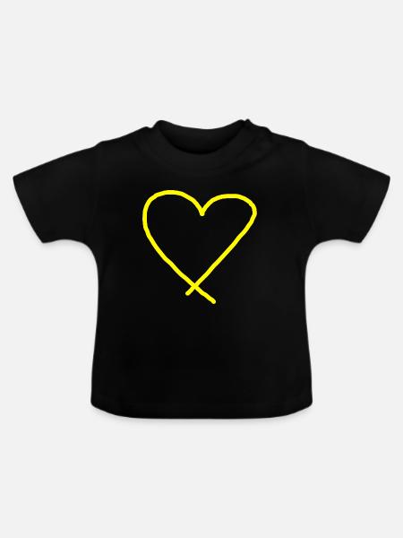 Gelbes Herz Geschenkidee Liebe  - Baby Bio-T-Shirt mit Rundhals - Schwarz