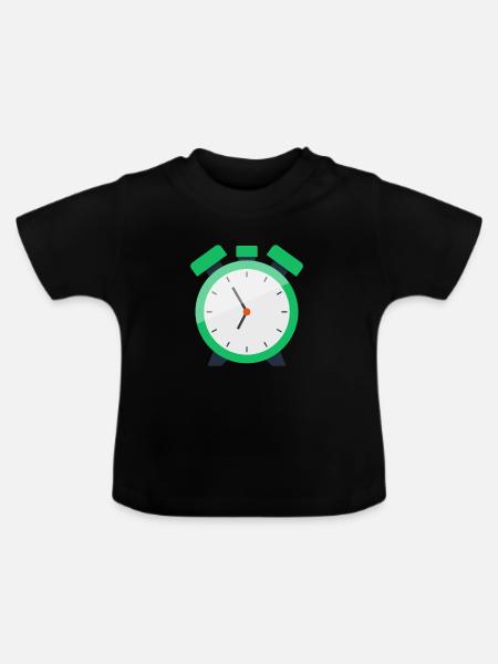 Wecker - Baby Bio-T-Shirt mit Rundhals - Schwarz
