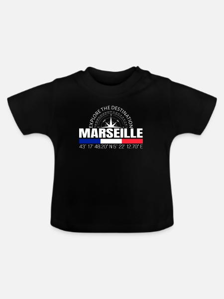 Marseille - Baby Bio-T-Shirt mit Rundhals - Schwarz
