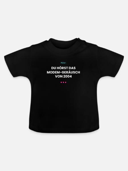 Dial Tone - Modem Nostalgie - Baby Bio-T-Shirt mit Rundhals - Schwarz