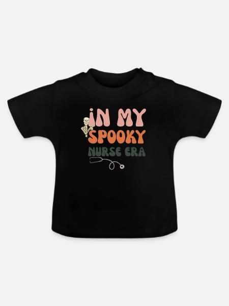 Spooky Nurse Era Retro-Halloween-Geschenk - Baby Bio-T-Shirt mit Rundhals - Schwarz