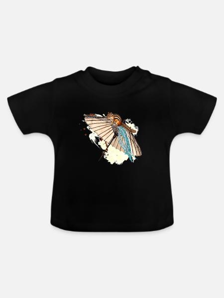 Japanischer Papierschirm Eichhörnchen - Baby Bio-T-Shirt mit Rundhals - Schwarz