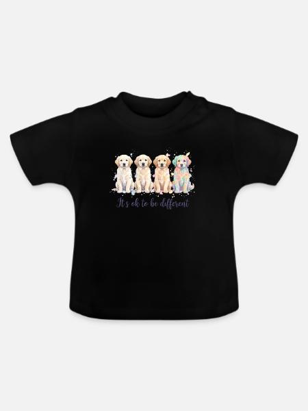 Wasserfarbenhunde – Anders Sein - Baby Bio-T-Shirt mit Rundhals - Schwarz