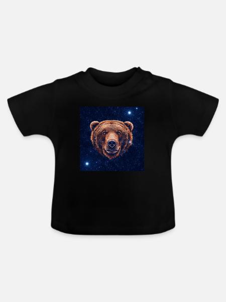 Kosmischer Bärengesicht - Baby Bio-T-Shirt mit Rundhals - Schwarz