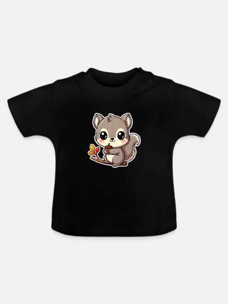 Eichhörnchen - Baby Bio-T-Shirt mit Rundhals - Schwarz