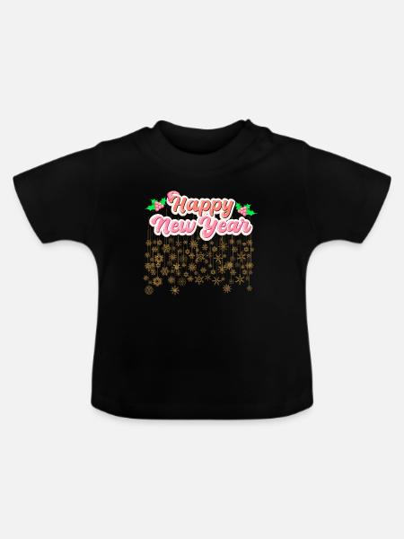 Frohes neues Jahr - Baby Bio-T-Shirt mit Rundhals - Schwarz