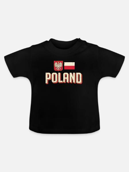 Polen Emblem Retro Flagge - Baby Bio-T-Shirt mit Rundhals - Schwarz