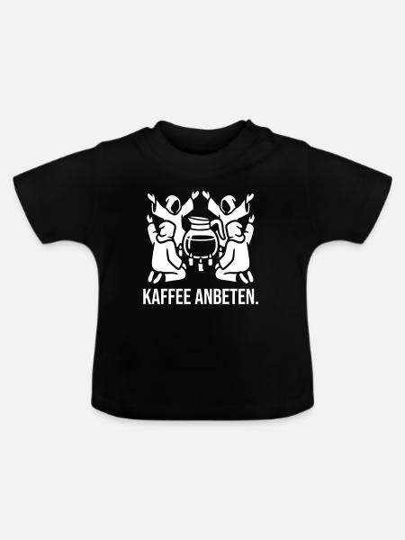 Kaffee anbeten - Baby Bio-T-Shirt mit Rundhals - Schwarz