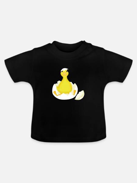 Küken frisch geschlüpft - Baby Bio-T-Shirt mit Rundhals - Schwarz