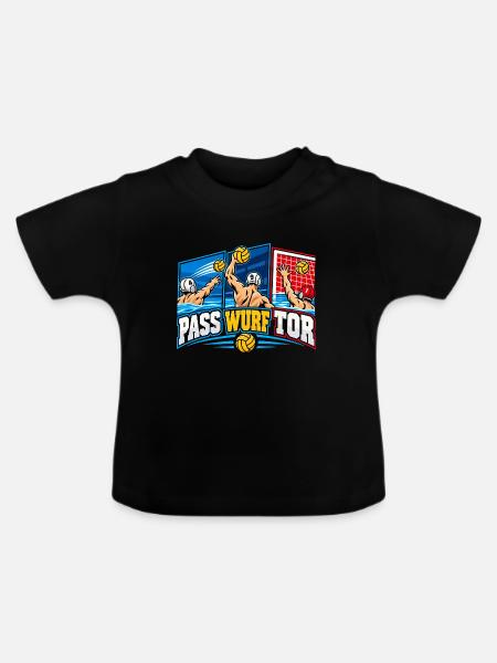 Wasserball Pass Wurf Tor - Baby Bio-T-Shirt mit Rundhals - Schwarz