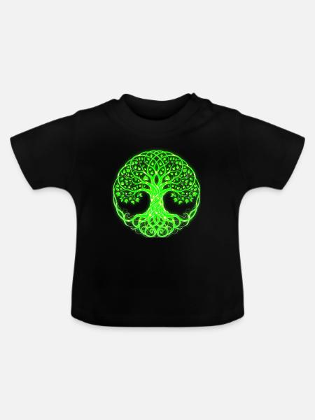 Baum des Lebens, Zen, Wurzeln - Baby Bio-T-Shirt mit Rundhals - Schwarz