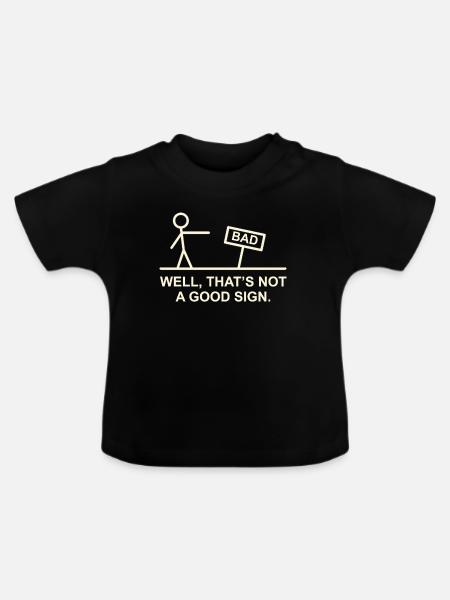Schlechtes Zeichen Comic-Spruch - Baby Bio-T-Shirt mit Rundhals - Schwarz