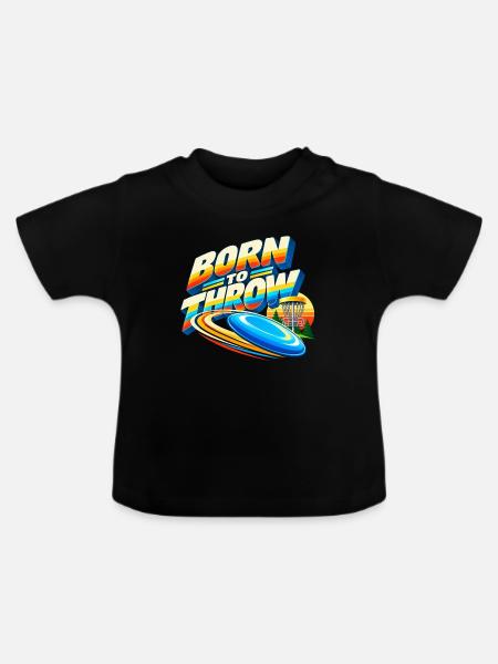 Born to Throw Frisbee - Baby Bio-T-Shirt mit Rundhals - Schwarz