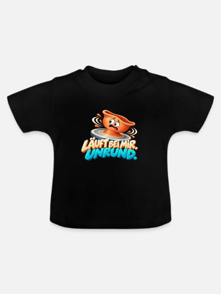 Läuft bei mir Unrund - Baby Bio-T-Shirt mit Rundhals - Schwarz