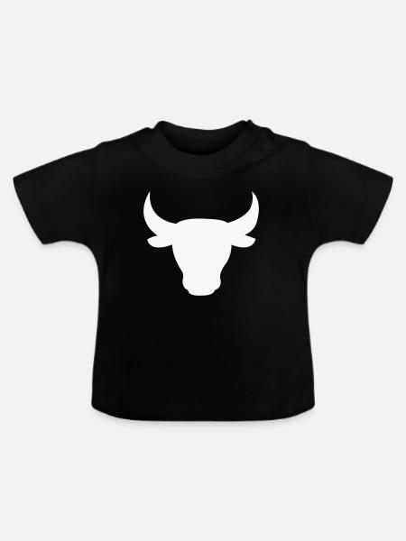 Stierkopf Silhouette - Baby Bio-T-Shirt mit Rundhals - Schwarz