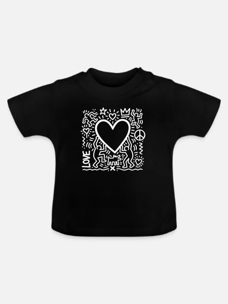 LOVE - Baby Bio-T-Shirt mit Rundhals - Schwarz