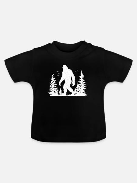 Bigfoot Moon Forest Night Silhouette - Baby Bio-T-Shirt mit Rundhals - Schwarz