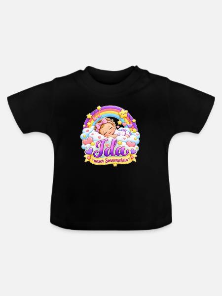 Ida Sonnenschein Regenbogen - Baby Bio-T-Shirt mit Rundhals - Schwarz