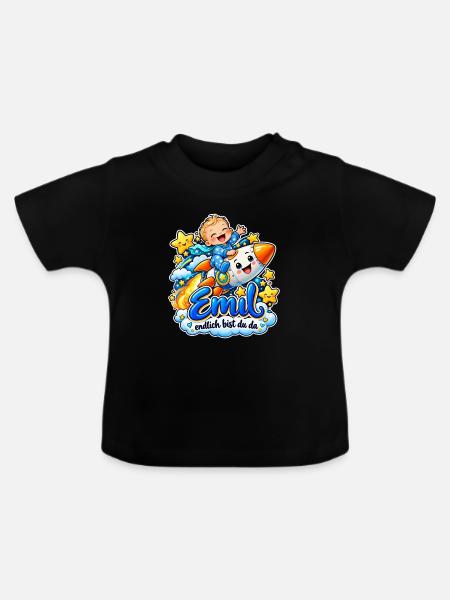 Emil Endlich Da Raketenbaby - Baby Bio-T-Shirt mit Rundhals - Schwarz