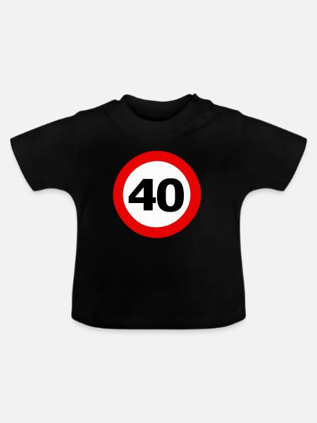 Verkehrsschild_40_auf_transparentem_Hintergrund - Baby Bio-T-Shirt mit Rundhals - Schwarz