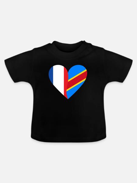France RDC | Cadeau Franco-Congolais - Baby Bio-T-Shirt mit Rundhals - Schwarz