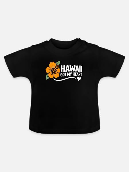 Hawaii-Herzhibiskus - Baby Bio-T-Shirt mit Rundhals - Schwarz