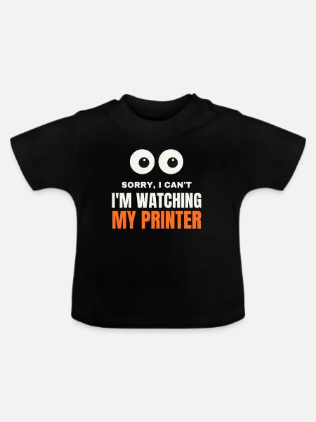 Meinen Drucker beobachten - Baby Bio-T-Shirt mit Rundhals - Schwarz