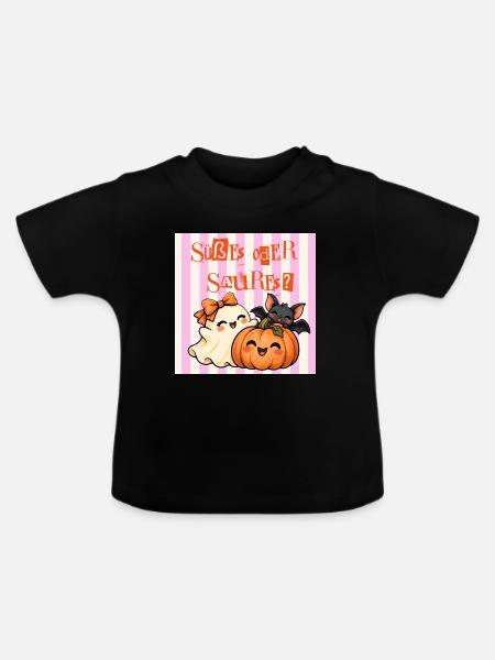 Süßes oder Saures – Halloween Retro - Baby Bio-T-Shirt mit Rundhals - Schwarz