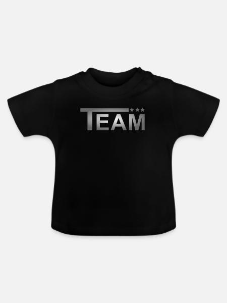 Team Stars Grau - Baby Bio-T-Shirt mit Rundhals - Schwarz