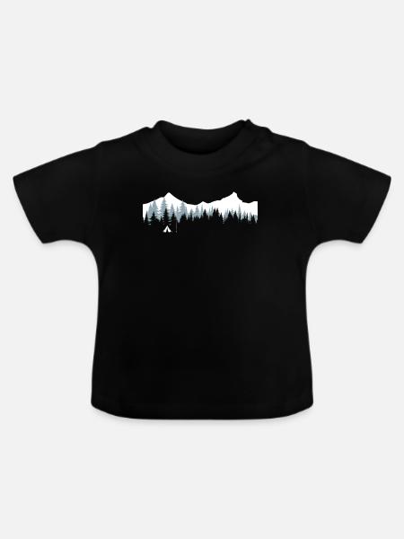 Ruhige Bergwaldszene - Baby Bio-T-Shirt mit Rundhals - Schwarz