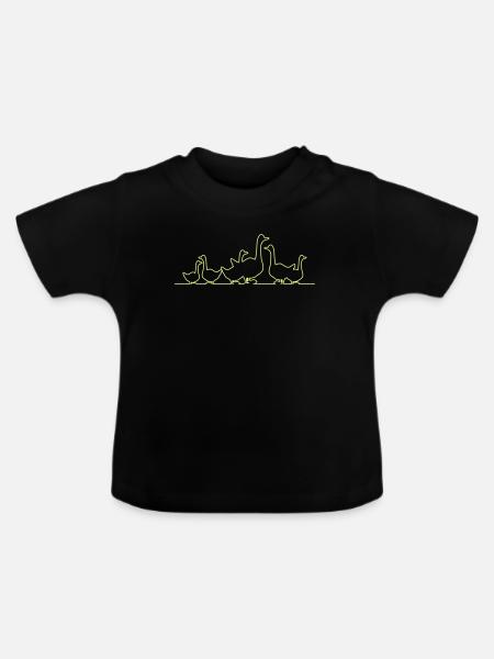 Entenfamilie Linienkunst Neon - Baby Bio-T-Shirt mit Rundhals - Schwarz
