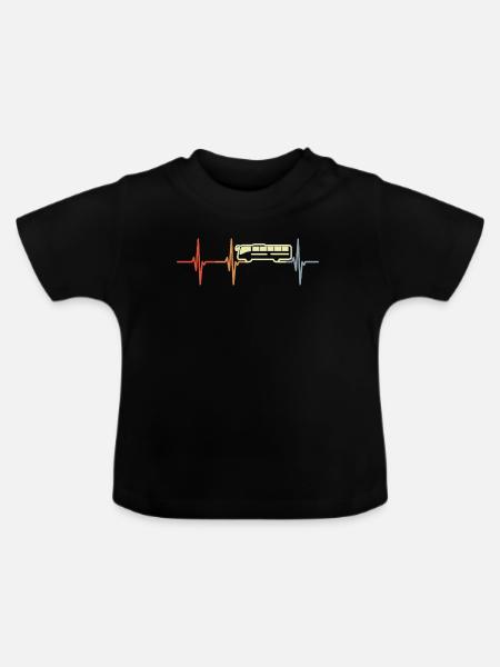 Bus Kardiogramm Retro - Baby Bio-T-Shirt mit Rundhals - Schwarz