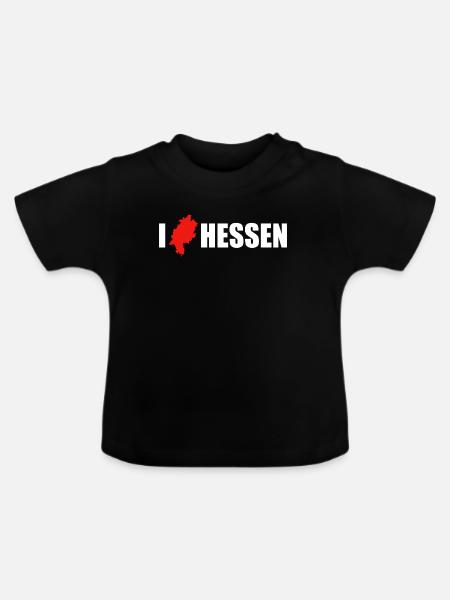 I Love Hessen - Baby Bio-T-Shirt mit Rundhals - Schwarz