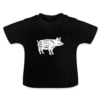 Schwein Einzelteile - Fleisch Butcher Grillen BBQ - Baby Bio-T-Shirt mit Rundhals - Schwarz - Vorne