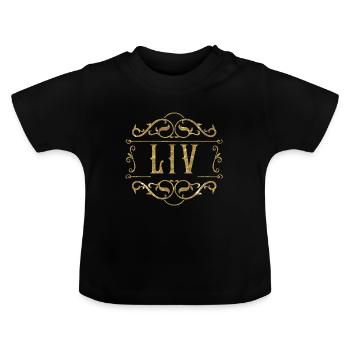 Liv gold - Baby Organic T-Shirt with Round Neck - black - Front